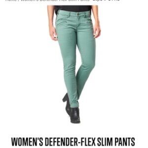 5.11 Tactical WOMEN'S DEFENDER-FLEX SLIM PANTS  Thyme  Size 2 long slim fit NWT